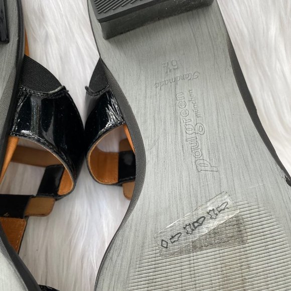 Paul Green Munchen 6 1/2 (fit US 8, 38) slip on heel‎ sandals black patent - Picture 10 of 10